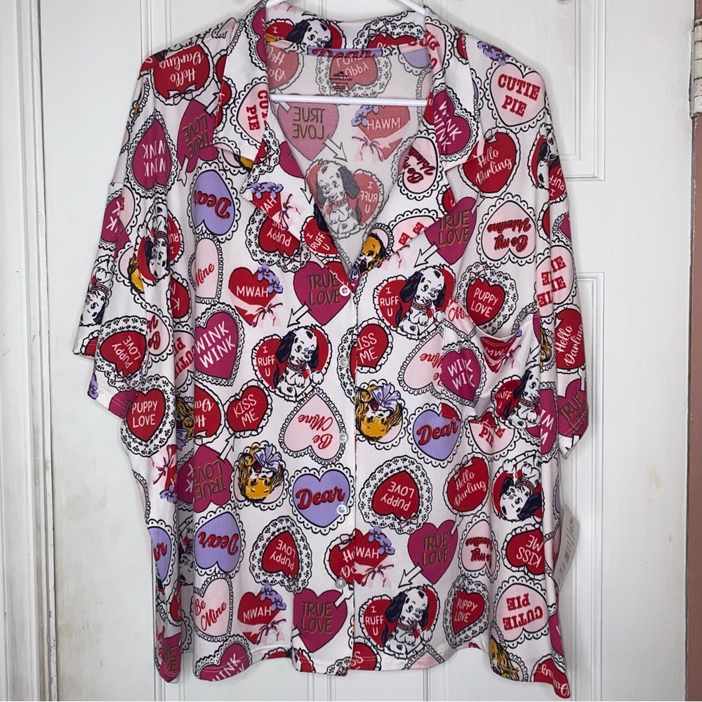 WAY TO CELEBRATE Valentine’s 2pc Pajamas Set Top and Shorts Puppies 3X NWT